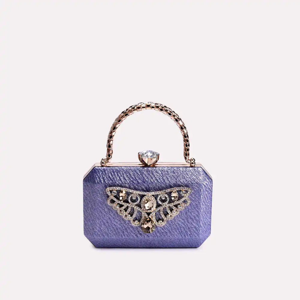 daisy blue clutch front