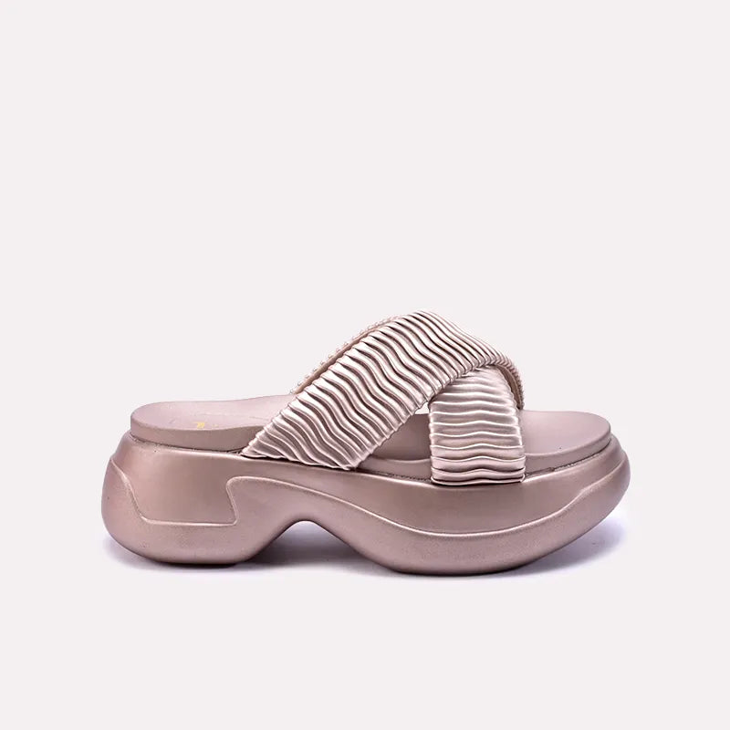 danila women peach chunky criss cross slippers