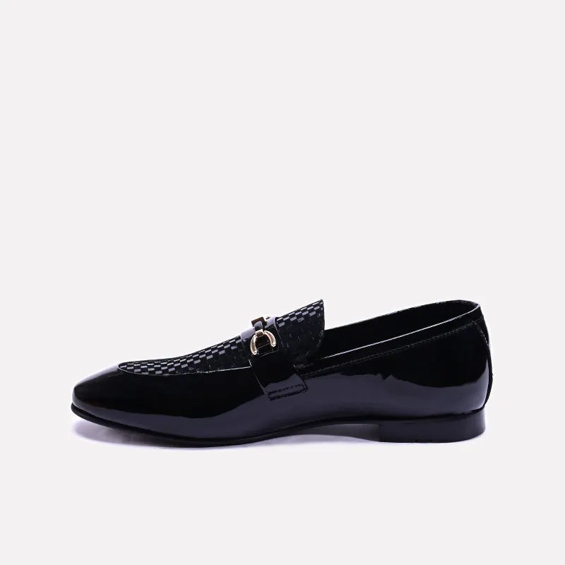 davenport glossy black formal loafers for mens