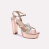 diane peach bridal heel sandals