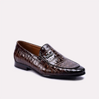 dominic dark brown crocodile formal loafers