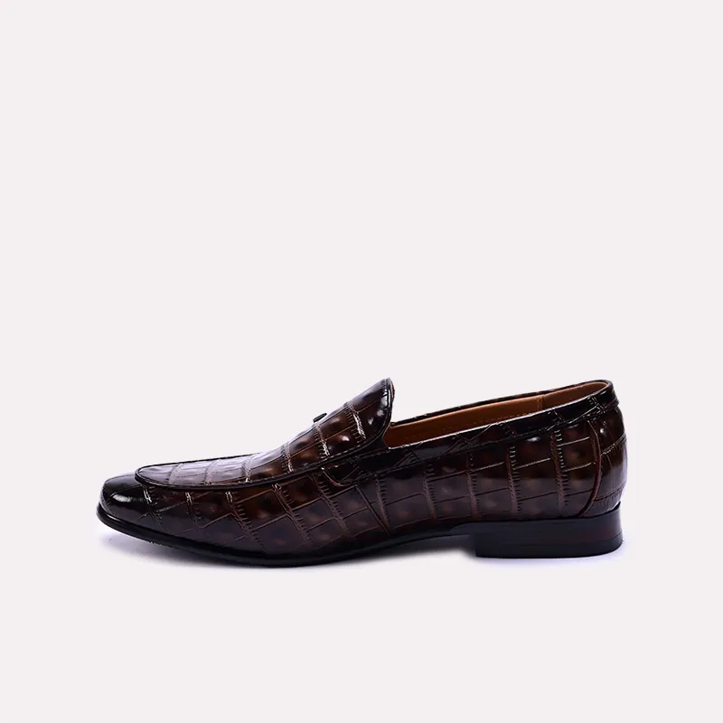dominic dark brown crocodile formal loafers for men