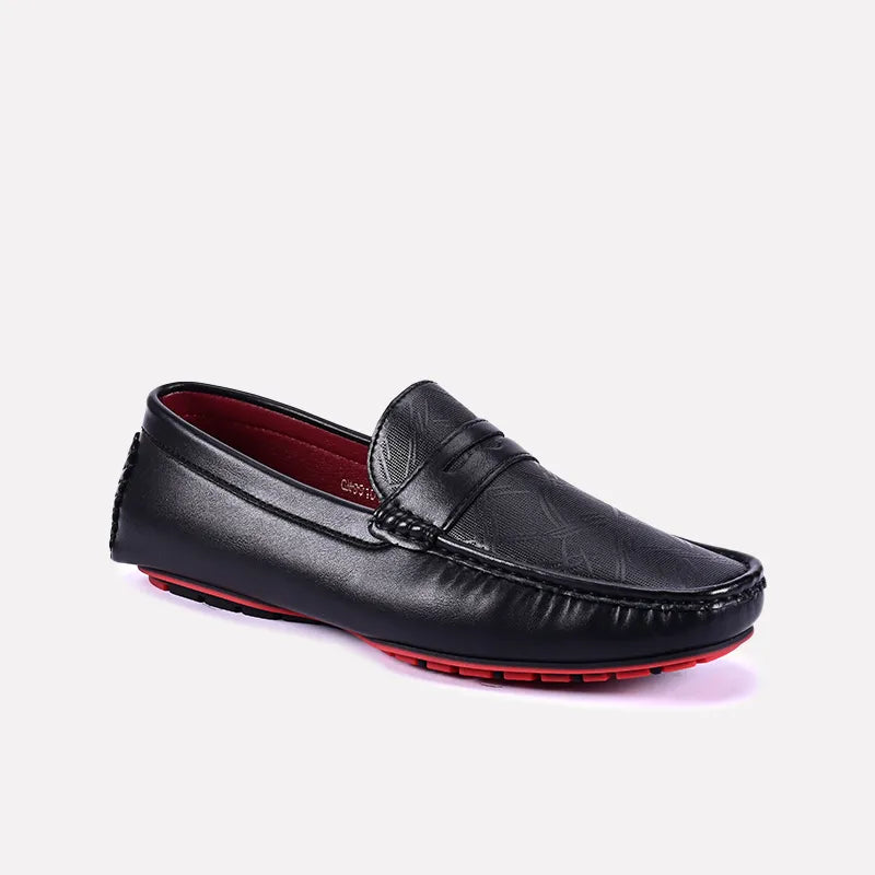 duncan black textured penny loafers