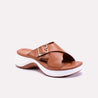 eliza mustard chunky criss cross casual slippers