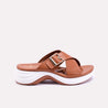 eliza womens mustard chunky criss cross casual slippers