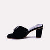 emmeline black block heel casual slippers for women