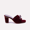 emmeline womens maroon block heel casual slippers