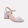 emmy silver block heel sandals for women