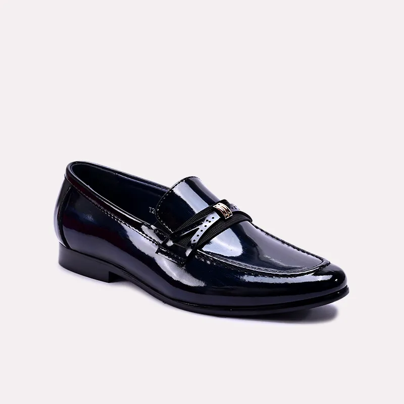 emory black glossy slip on dress shoes