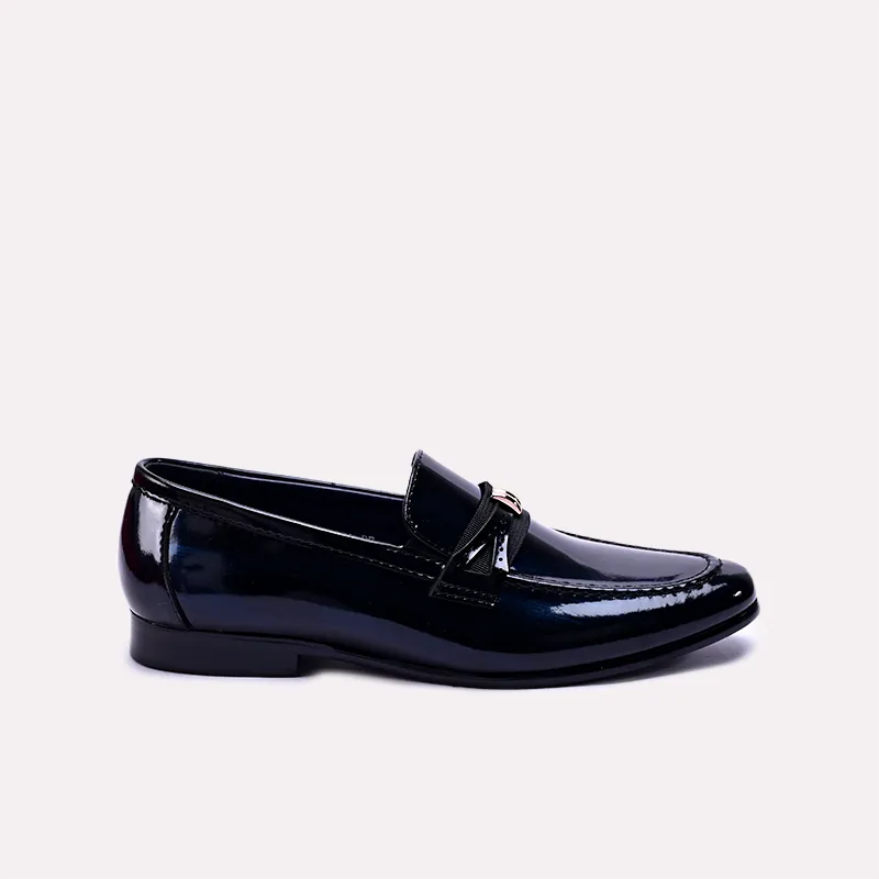 emory mens black glossy slip on dress shoes