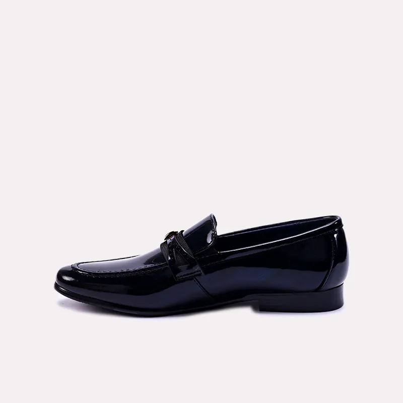 emory black glossy slip on dress shoes for men