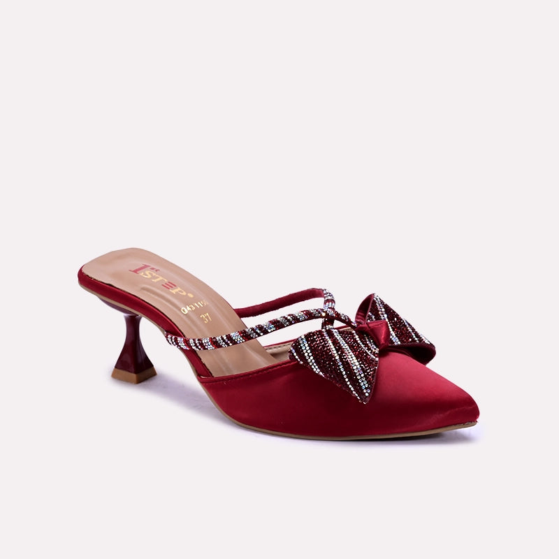 etta maroon bridal heel mules