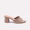 Womens Fawn Block Heel Casual Slippers