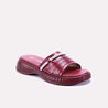 fernanda maroon chunky casual slippers