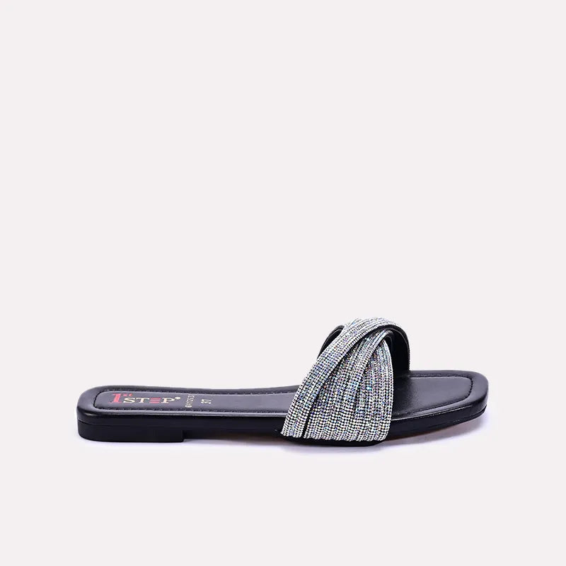 flare womens black fancy slides