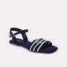 fleur blue fancy flat sandals