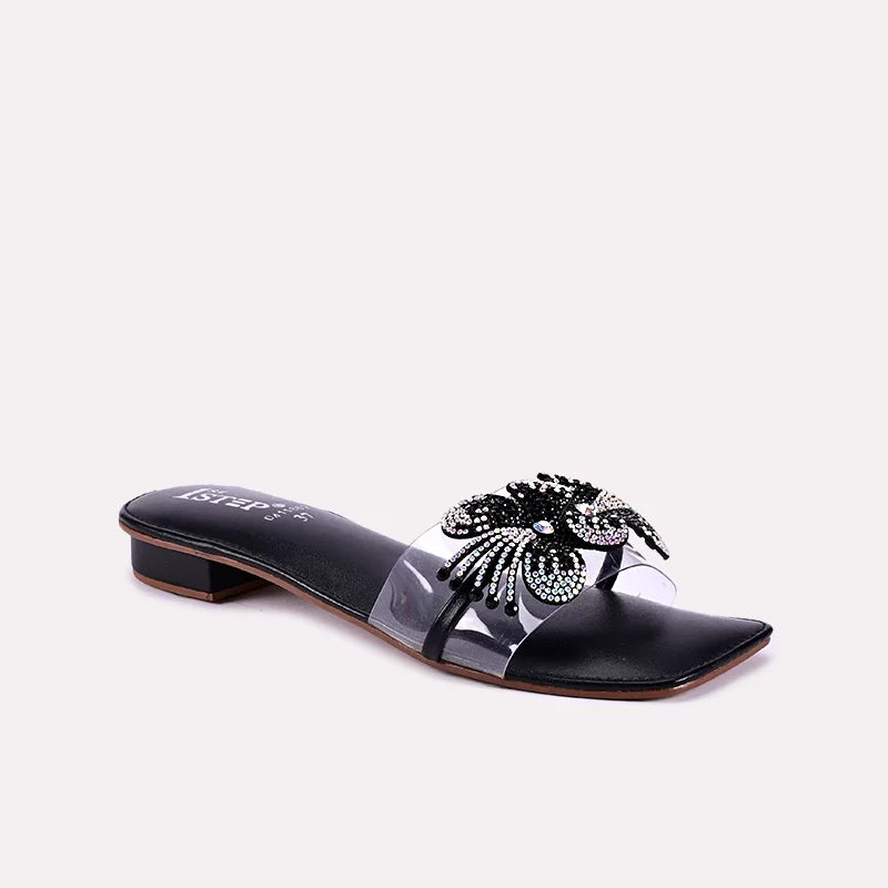 flora black fancy flats for women