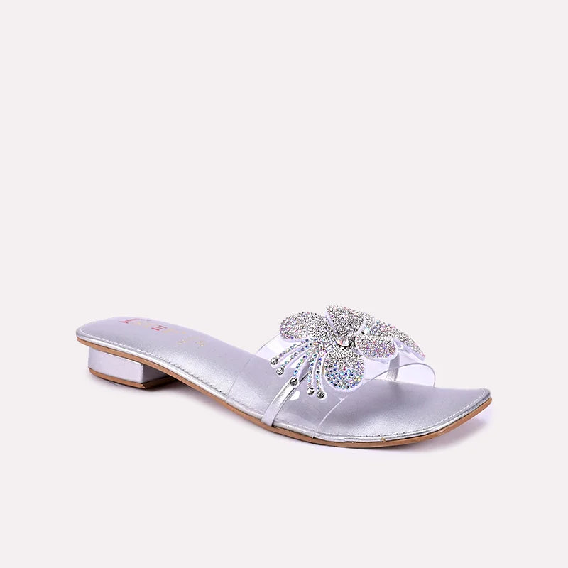 flora silver fancy flats for women