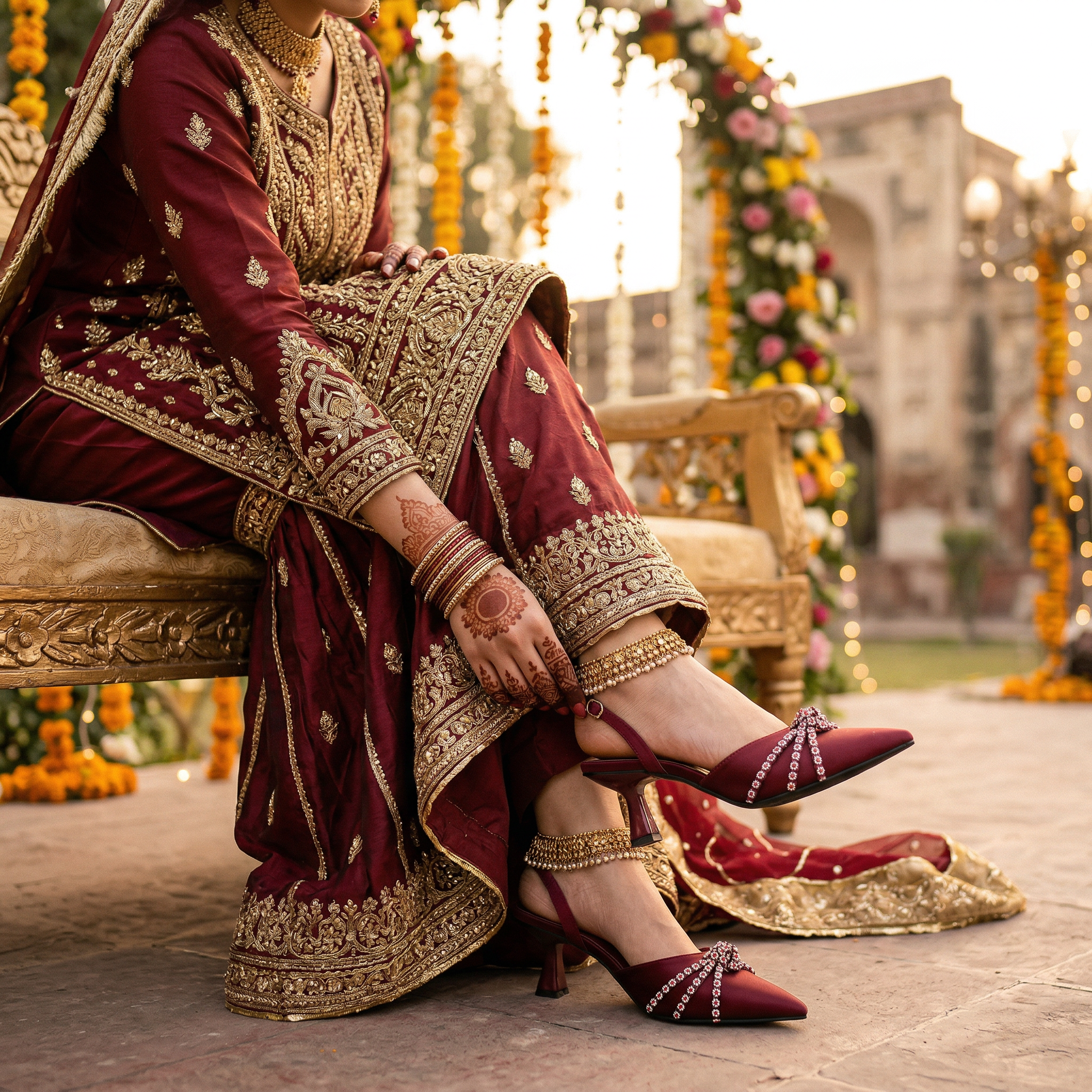 Fancy Court Shoes Maroon 0450122