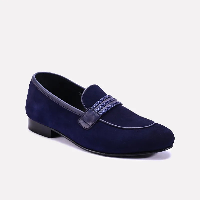 glenmore slip on blue velvet formal shoes