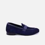 glenmore mens slip on blue velvet formal shoes
