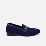 glenmore mens slip on blue velvet formal shoes