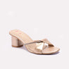 Gold Block Heel Casual Slippers