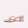 Gold Block Heel Casual Slippers for Women