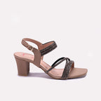 Womens Gold Fancy Sandals