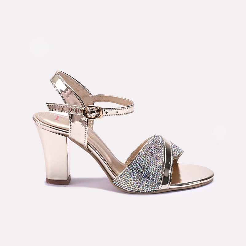 Womens Gold Fancy Sandals