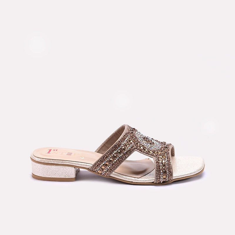 Womens Gold Fancy Slippers