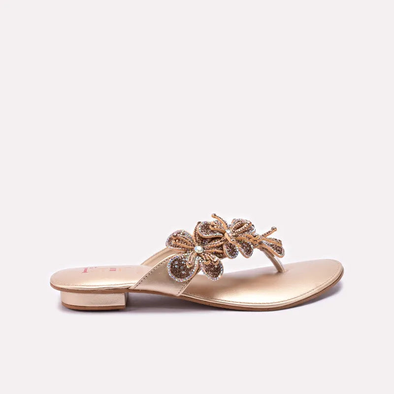 Womens Gold Fancy Slippers