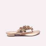 Womens Gold Fancy Slippers