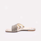 Gold Flat Fancy Slippers for Women