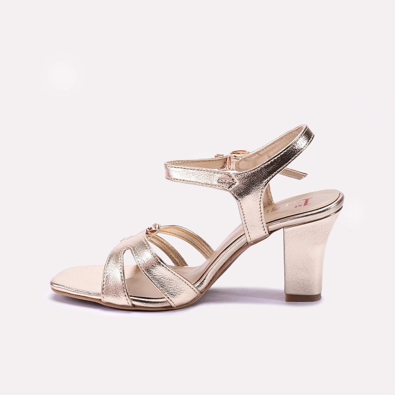 Gold Heel Casual Sandals for Women