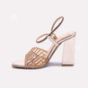 Gold High Heel Fancy Sandals for Women