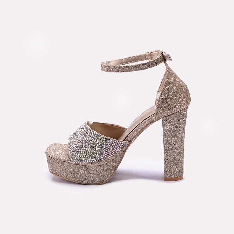Gold High Heel Fancy Sandals for Women