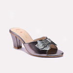 Gray Fancy Heel Slippers