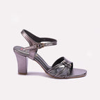 Womens Gray Heel Casual Sandals