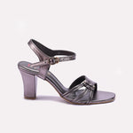 Womens Gray Heel Casual Sandals
