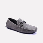 Gray Textured Horsebit Loafers 0130953