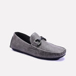 Gray Textured Horsebit Loafers 0130953
