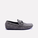 Gray Textured Horsebit Loafers 0130953