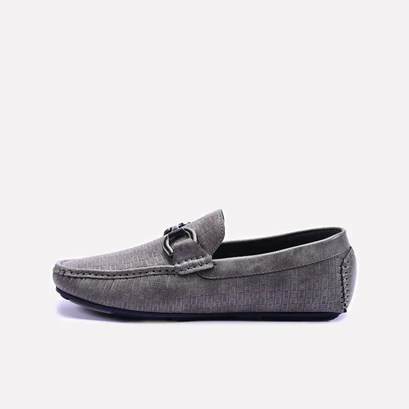 Gray Textured Horsebit Loafers 0130953