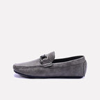 Gray Textured Horsebit Loafers 0130953
