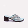 Womens Green Block Heel Casual Slippers