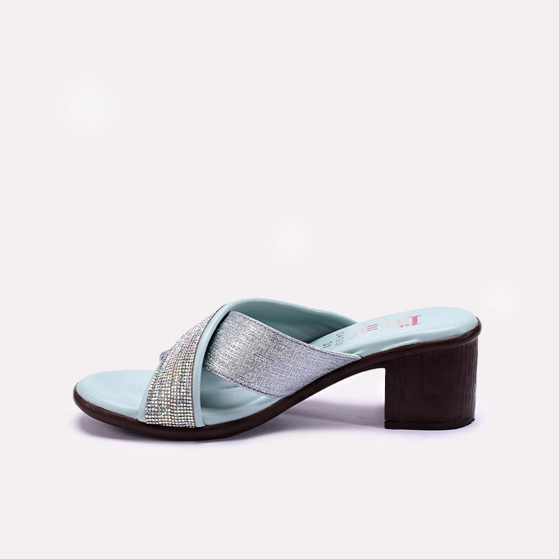 Green Block Heel Casual Slippers for Women