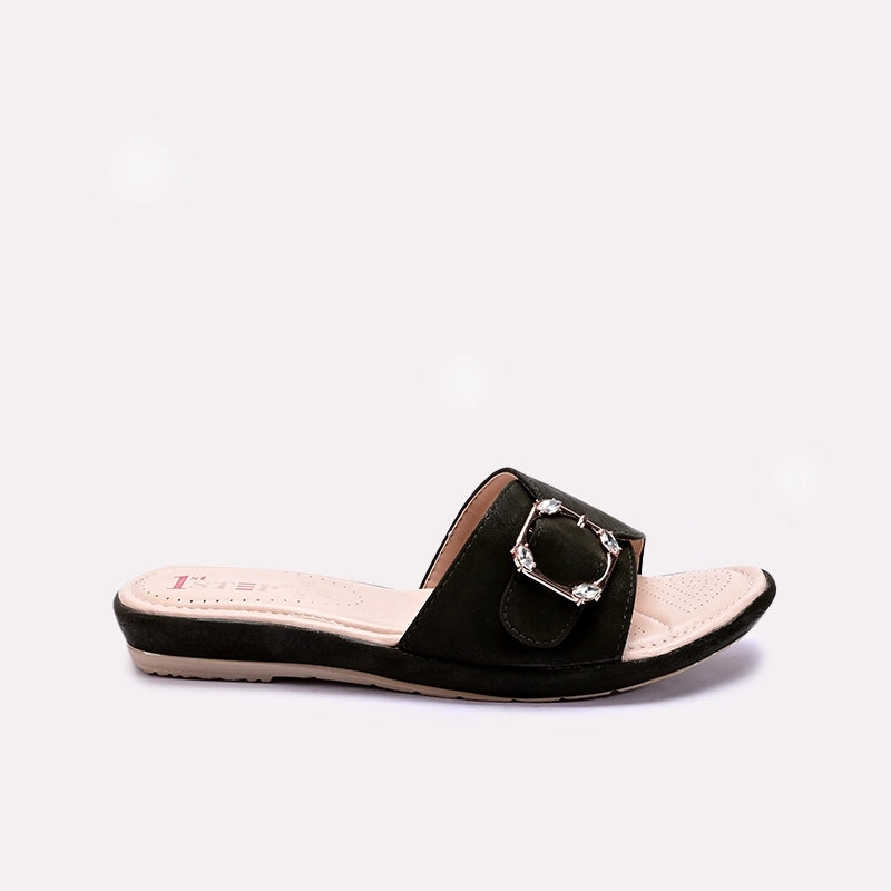 Womens Green Casual Slippers