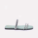 Womens Green Fancy Flat Slippers