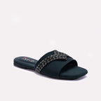 Green Flat Fancy Slippers